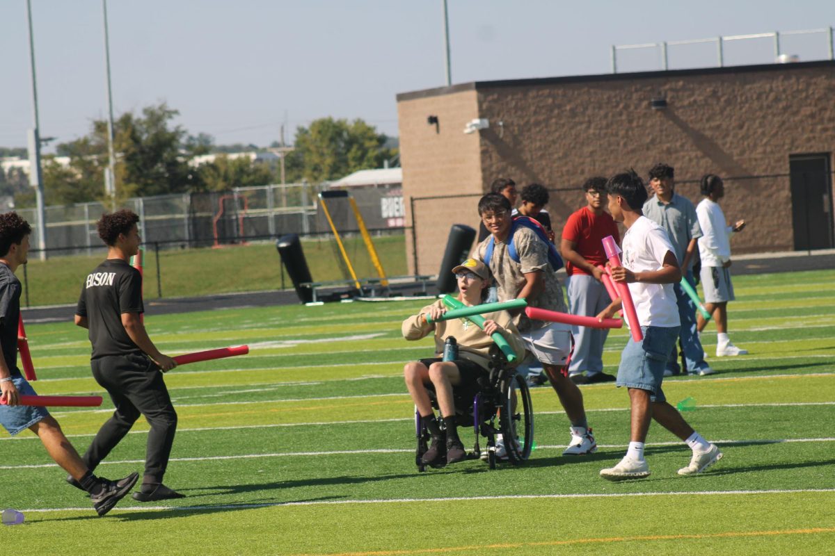 Students playing a game during the 2025 pep rally