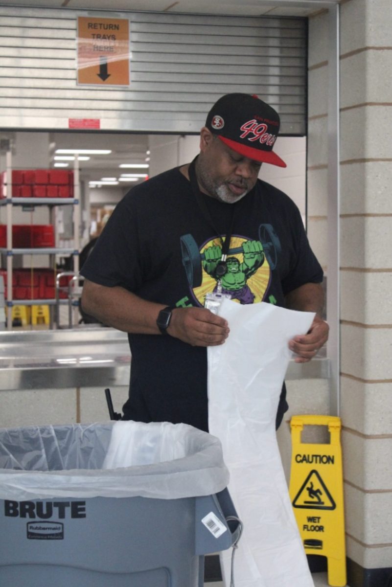 Custodian Ray McTizic working during Lunch at Buena Vista
